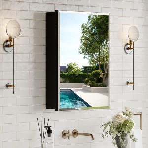 Belle Bathroom Medicine Cabinet with Beveled Mirror, Recessed or Wall Mount, Adjustable Tempered Glass Shelves - 1 of 4