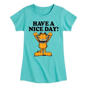 Girls' - Garfield - Have A Nice Day Fitted Short Sleeve Graphic T-Shirt - 1 of 4