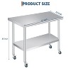 Heavy Duty Stainless Steel Prep Table with Wheels, 4 Sizes Commercial Work Table Kitchen Cart for Restaurant Bar Garage, NSF Metal - 3 of 4