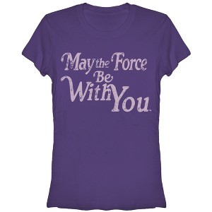 Juniors Womens Star Wars May The Force Be With You Distressed T-Shirt - 1 of 3