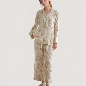 Anna-Kaci Lounge Women's Woodland Animal Pajama Set with Button-Up Long Sleeve Top and Relaxed Fit Pants - 1 of 4