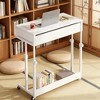 Gulches Height Adjustable Rolling End Table (27.5"-41.3"), Mobile Laptop Cart with Drawer and Open Shelf, Sturdy Metal Frame - 3 of 4