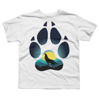 Boy's Design By Humans Wolf's paw. The wolf and the moon By ArtistDreams T-Shirt