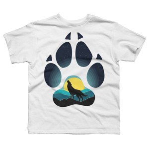 Boy's Design By Humans Wolf's paw. The wolf and the moon By ArtistDreams T-Shirt - 1 of 3