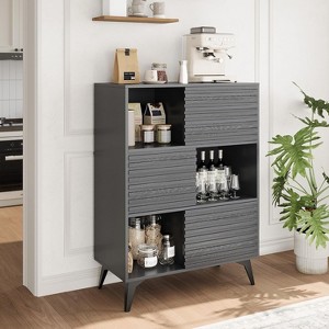 Three-Layer Wood Storage Cabinet, Durable Particle Board Organizer with Multi-Layer Shelves, Compact Design for Office or Home - 1 of 4