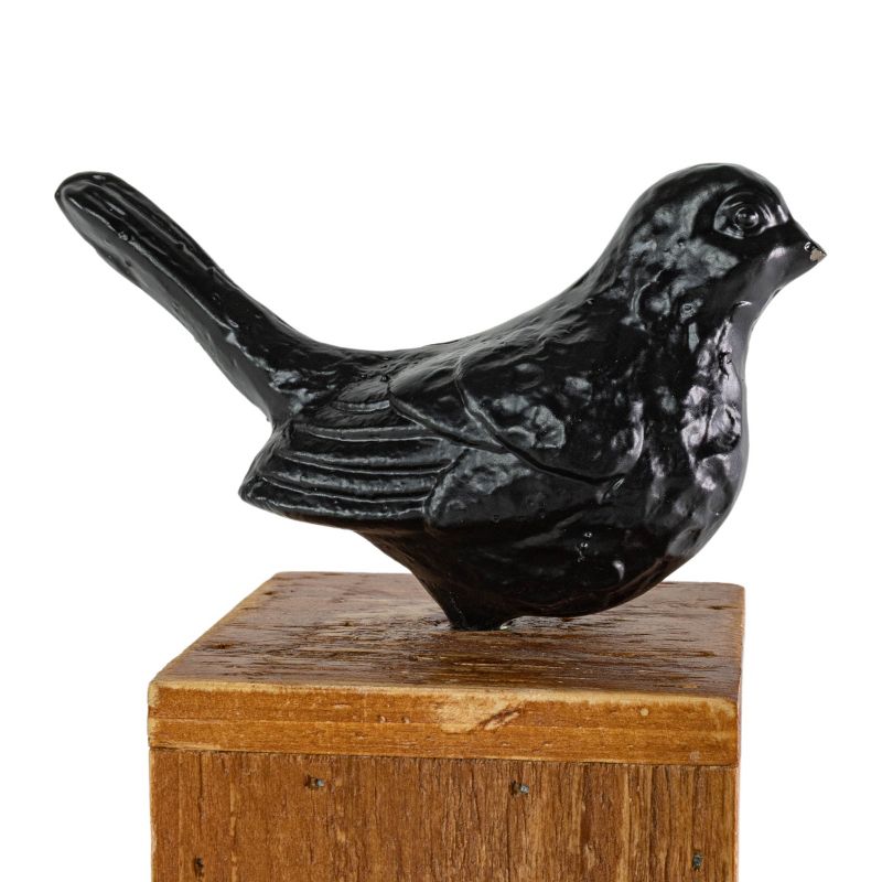 Black Bird Figure Cast Iron, Wood & MDF - Foreside Home & Garden, 5 of 8