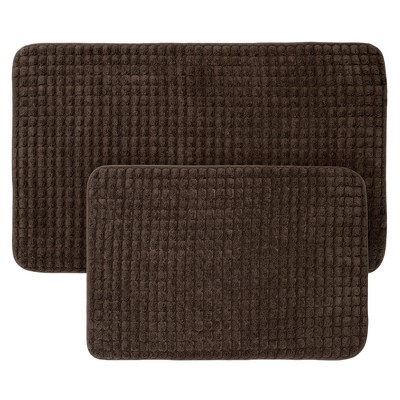 Jacquard Memory Foam Bath Mat Chocolate - Yorkshire Home