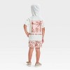 Grayson Mini Toddler Boys' Short Sleeve Hoodie + Shorts Set - Cream/Brown - 2 of 4