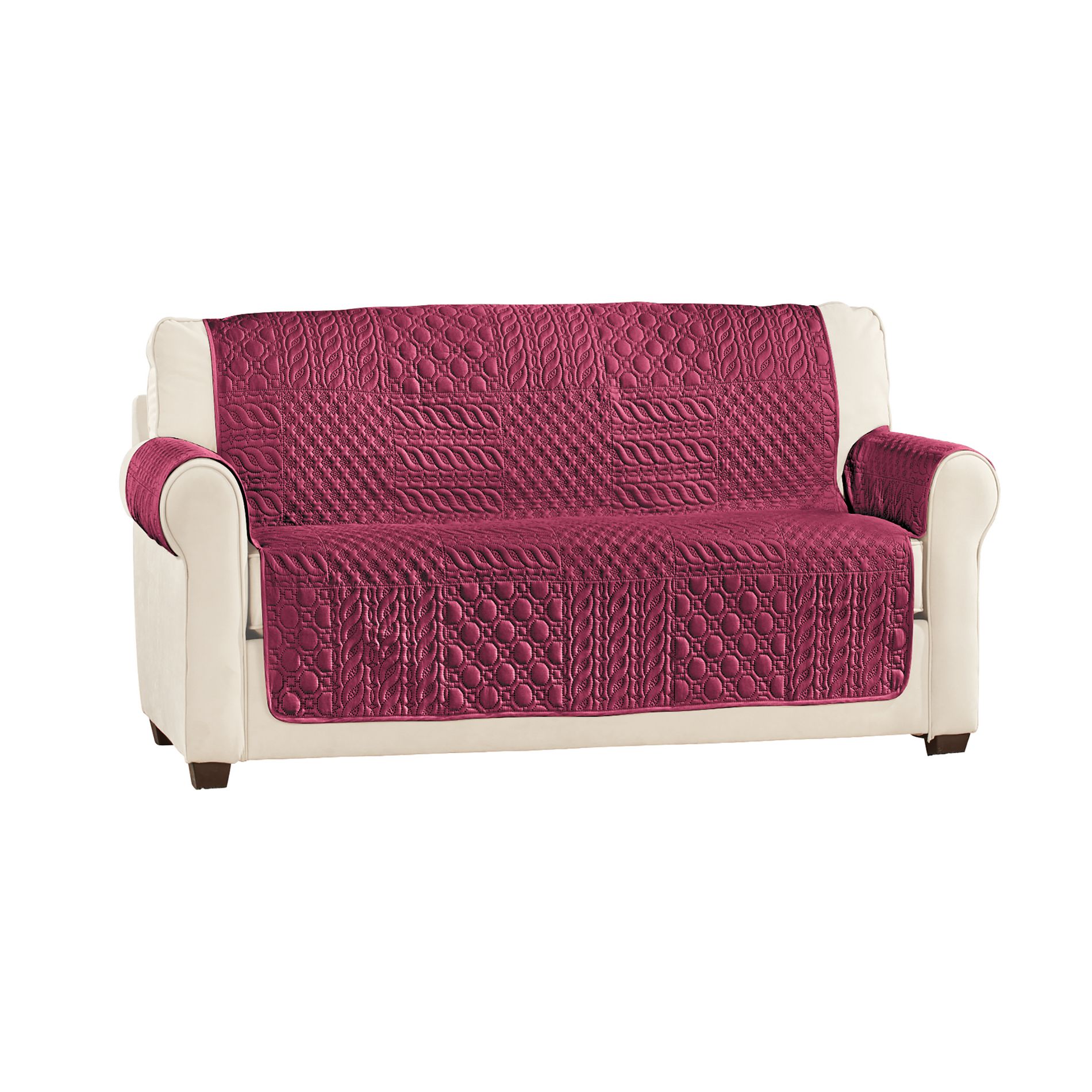 Collections Etc Pinsonic Patchwork Quilted Furniture Cover Loveseat Burgundy