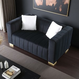 Channel-Tufted Velvet Loveseat with Chesterfield Design - 1 of 4
