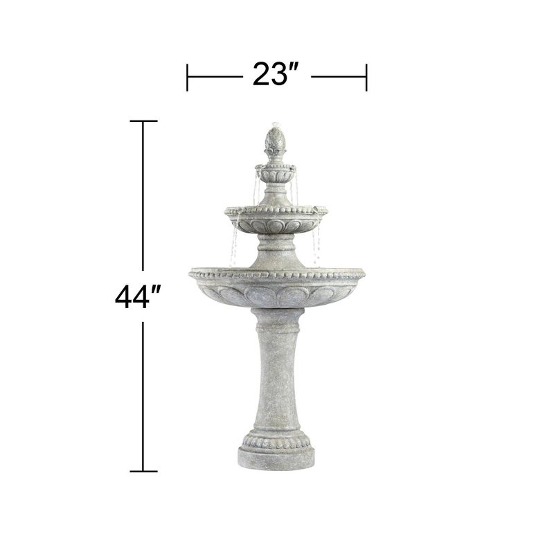John Timberland Pineapple Modern 3 Tier Cascading Outdoor Floor Water Fountain 44" for Yard Garden Patio Home Deck Porch House Exterior Balcony Roof, 4 of 8