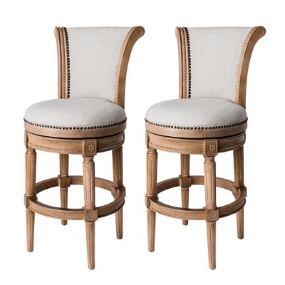 Maven Lane Pullman Swivel Upholstered Kitchen Stool, Set of 2