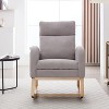 KWPZQEB Nursery Rocking Chair Teddy Upholstered Rocker Rocking Accent Chair Padded Seat Armchair with High Backrest & Adjustable Footstool - 3 of 4