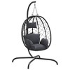 vidaXL Hanging Egg Chair with Cushion Anthracite Poly Rattan&Steel - 2 of 4