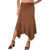 Women's Flowy Handkerchief Hem Midi Skirt - Asymmetric Boho Chic A-Line Skirt Brown - 2 of 4