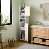 MAYEERTY Bathroom Tall Cabinet, Bamboo Slats Door, Bathroom Use, Natural White - 3 of 4