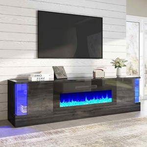 70" LED Lights Entertainment Center with Flip Doors & Corner Glass Decor - 1 of 4