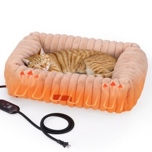 GOTGELIF Heated Cat Bed - 22" Or 28" Soft Plush Cushion Warming Bed with 6 Temperature Levels & Timer - 1 of 4