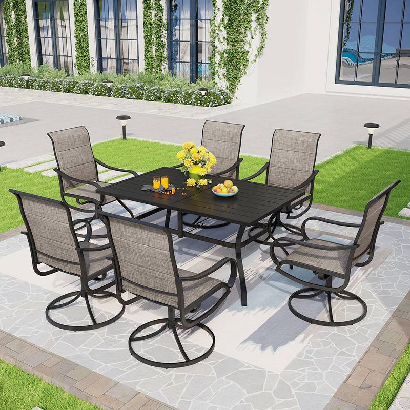 Patio Set with Steel Table with 1.57&#34; Umbrella Hole &#38; Steel 360 Swivel Padded Arm Chairs - Captiva Designs, 1 of 12