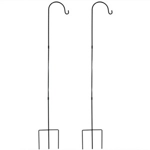 Sunnydaze Outdoor Heavy-Duty Steel Garden Hanging Bird Feeder Plant Shepherd Hooks - 82" - Black - 2pk - 1 of 4