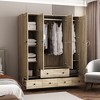 Famapy Yellow Wooden Wardrobe Armoire Closet Freestanding Hall Tree - 2 of 4