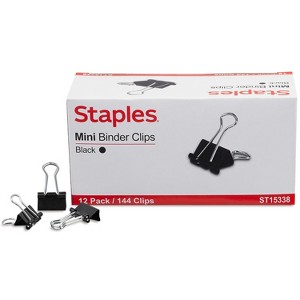 Staples Mini Metal Binder Clips Bulk Pack Black 3/5" Size with 1/4" Capacity 15338 - 1 of 4