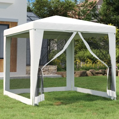 Party Tent with 4 Mesh Sidewalls 6.6'x6.6' White vidaXL