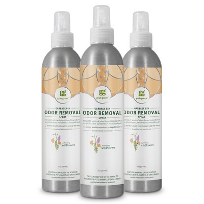 Grab Green Garbage Pail Odor Removal Spray, 5oz bottle, Wild Flowers - 3 Pack