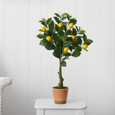 28-Inch Faux Lemon Tree in Terracotta Planter