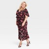 Women's Ruffle Flounce Short Sleeve Maxi Dress - A New Day™ Black/Red Floral - 3 of 3