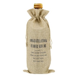 Unique Bargains New Job Word Wine Bags with Drawstrings Khaki 1 Pc - 1 of 4