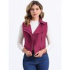 INSPIRE CHIC Women's Faux Suede Casual Sleeveless Biker Vest Jacket - 2 of 4