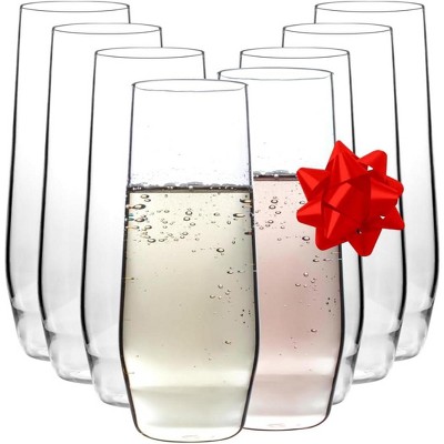 D'Eco Unbreakable 12 oz Champagne Flutes (Set of 8) - 100% Tritan Reusable Mimosa & Champagne Glasses - Galentine's Day - Valentine's Day Gift Idea