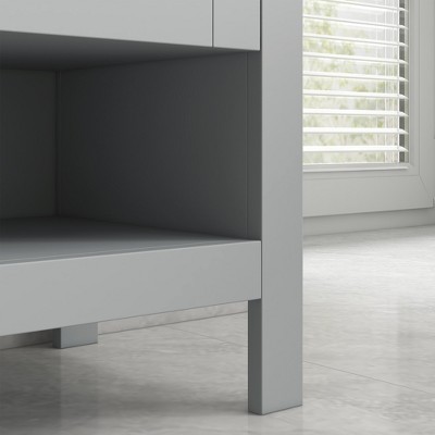 Gray MDF Pedestal Sink Cabinet with Adjustable Shelf