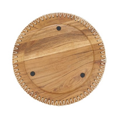 Natural Acacia Wood Rustic Stitched Edge Charger Set
