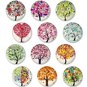Wrapables Crystal Glass Magnets, Refrigerator Magnets for Office Whiteboards, Cabinets, Lockers (Set of 12), Tree Love - 1 of 4