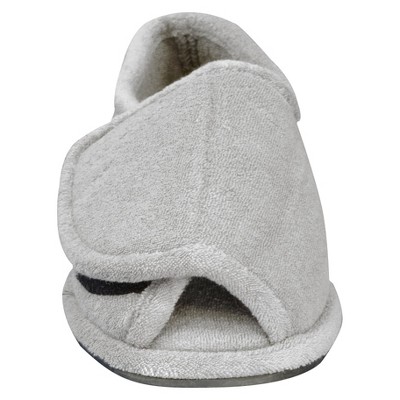 Men's MUK LUKS Adjustable Open Toe Slipper - Pearl Gray L(11.5-13), Size: Large (11.5-13), White Gray