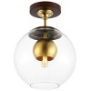 Clyenne 10" Flush Mount - FLU4102 - Dark Walnut/Brass - Safavieh - 3 of 4