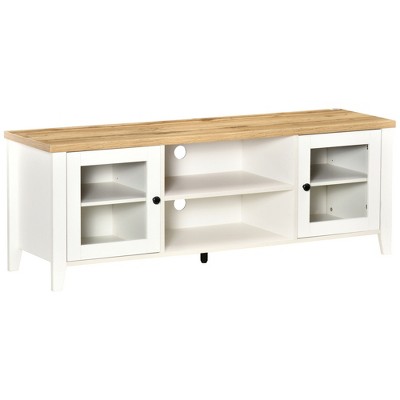 HOMCOM Modern TV Stand, Entertainment Center with Shelves and Cabinets for Flatscreen TVs up to 60" for Bedroom, Living Room