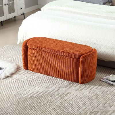 CAVINAS Upholstered Storage Ottoman Bench, End of Bed Bench with Foot Pads, Multi-Functional Entryway Bench for Bedroom or Living Room