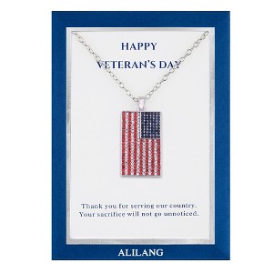 Anna-Kaci American Flag Pendant Necklace with Patriotic Gift Message Card & Envelope Jewelry Gifts - 1 of 4