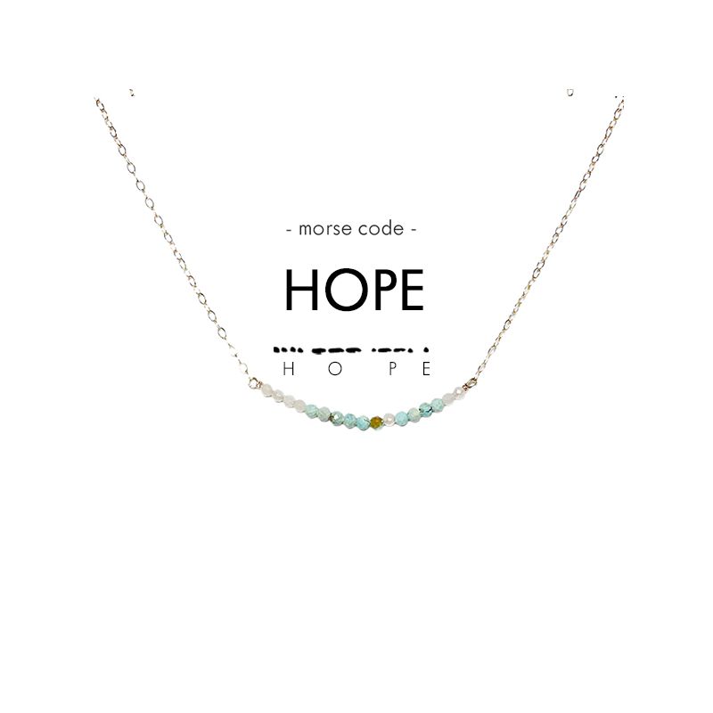 ETHIC GOODS Women's Dainty Stone Morse Code Necklace [HOPE], 1 of 7