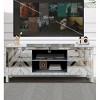 Modern Mirrored Silver TV Stand for 50" TVs, Media Console with Doors, Entertainment Cabinet for Living Room-The Pop Home - 2 of 4