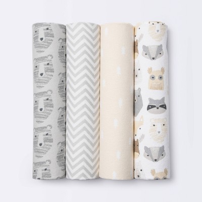 Flannel Baby Blankets Little Cub - Cloud Island™ Gray/Neutral 4pk