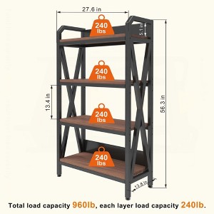 KIGFTSOD Bakers Rack 4-Level Metal & Wooden Kitchen Storage Shelves, Kitchen Organizer for Garage, Pantry, Bathroom, Closet - 1 of 4