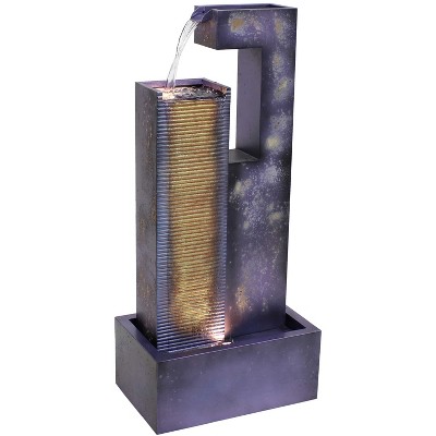 Sunnydaze 32"H Electric Metal Cascading Tower Outdoor Water Fountain with LED Lights