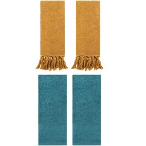 REGALWOVEN 4 Packs Solid Textured and Tassels Soft Absorbent Decorative Hand Towel - 1 of 4