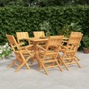 vidaXL Solid Teak Wood Patio Dining Set - 7-Piece Rectangular Table & Folding Chairs Collection with Parasol Hole for Outdoor/Deck/Garden - 2 of 4