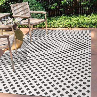 Rabat High-Low Pile Mini-Diamond Trellis Indoor/Outdoor Area Rug - JONATHAN Y