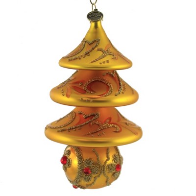 Blu Bom 6.25" Christmas Tree Drop On A Ball Ornament Bead Gold Tannebaum  -  Tree Ornaments